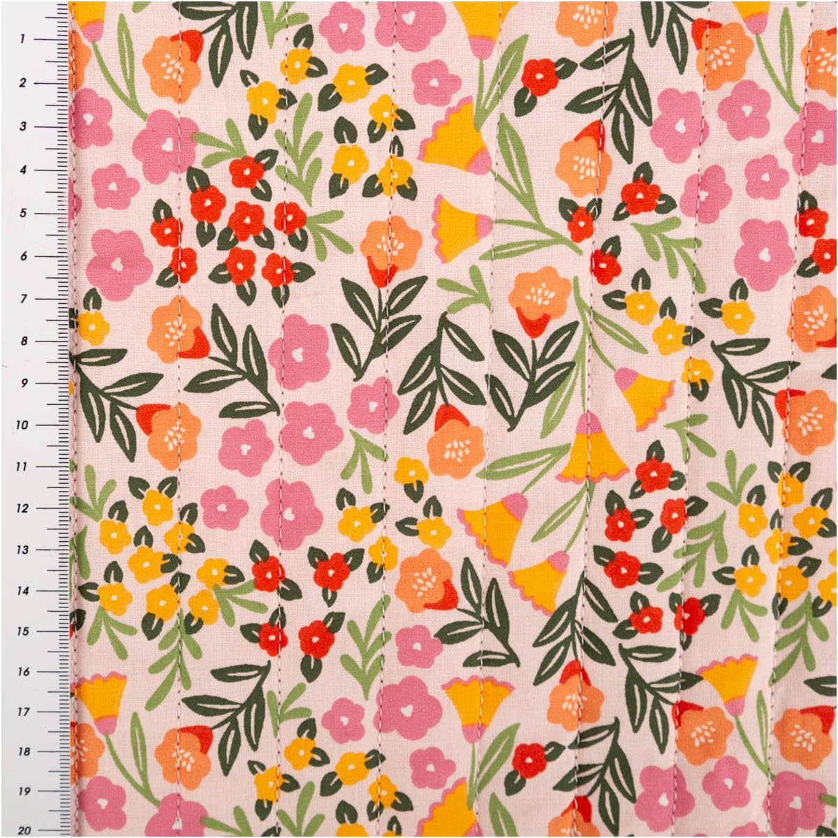 Tela acolchada de algodón Marem Doubleface flores rosa 1,44 m de ancho por metro | ideal para costura y bricolaje (144 cm de ancho)