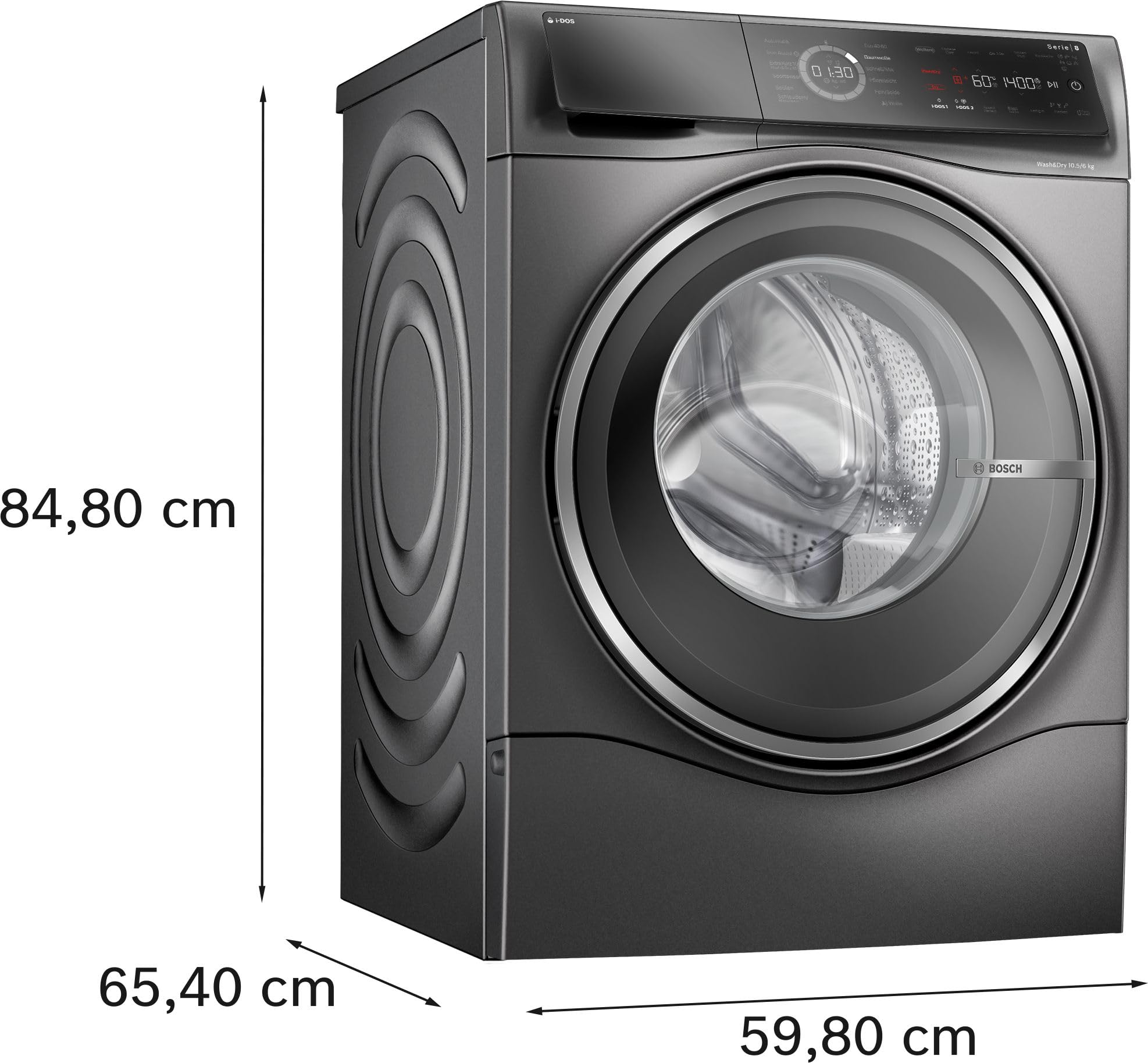 Bosch Serie 8 WNC254AS0 Waschtrockner 10.5 kg Waschen 6 kg Trocknen 1400 UpM i-Dos IronAssist Dampffunktion AutoDry