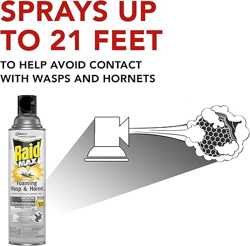 Miniatura 6 de Raid Spray asesino de avispas y avispones, mata todo el nido, mata avispas de papel, chaquetas amarillas, barro Daubers y más, 13 onzas
