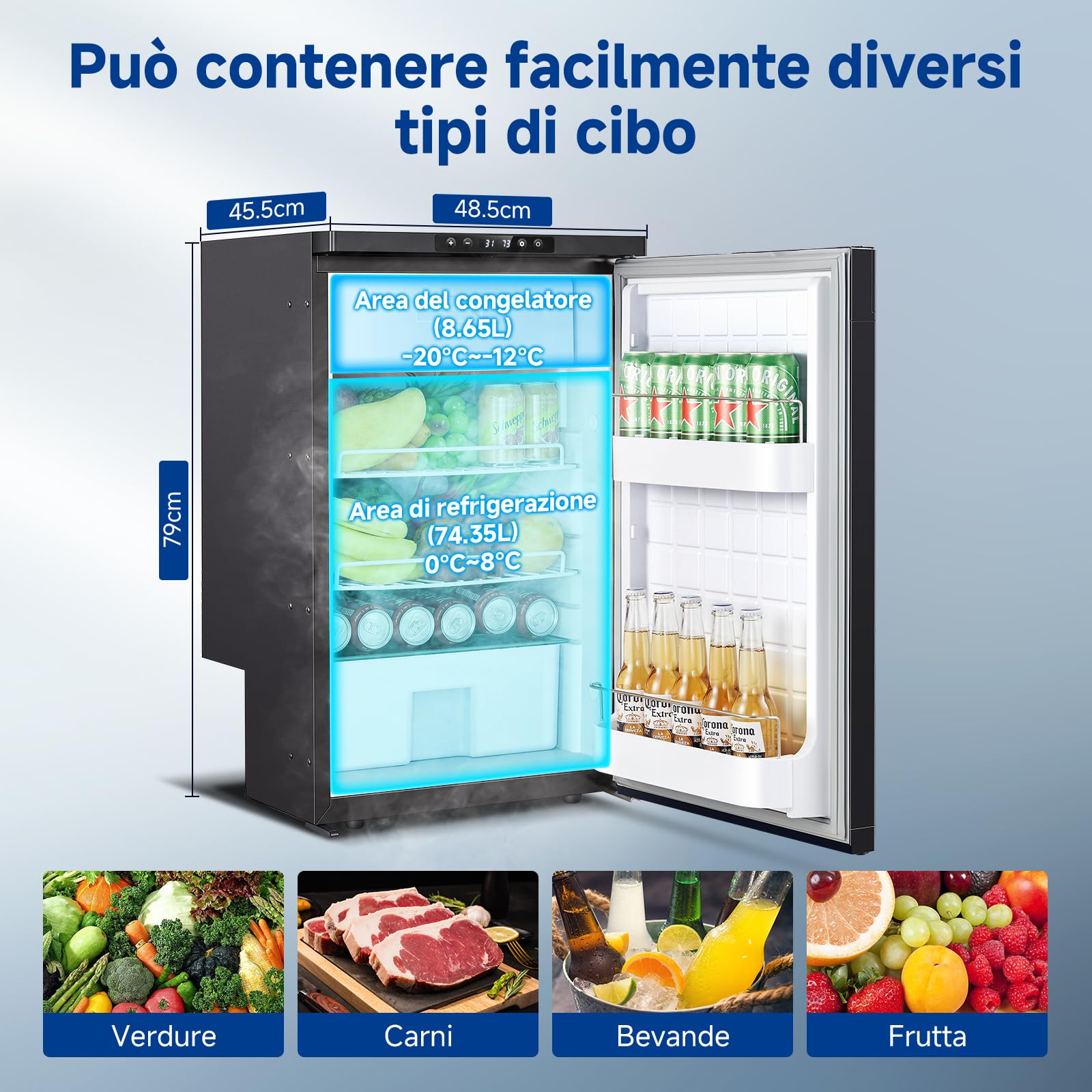 AAOBOSI Frigo Portatile 83L 12/24V DC -20°C a 20°C con APP e Luci LED per Campeggio Caravan Auto Camper