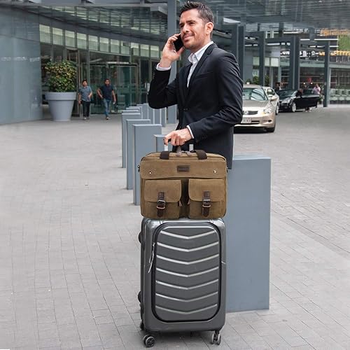 Miniatura 7 de RAVUO - Bolsa de mensajero para hombre, resistente al agua de 15.6 y 17.3 pulgadas, bolsa de maletín casual para hombre para negocios, talla única