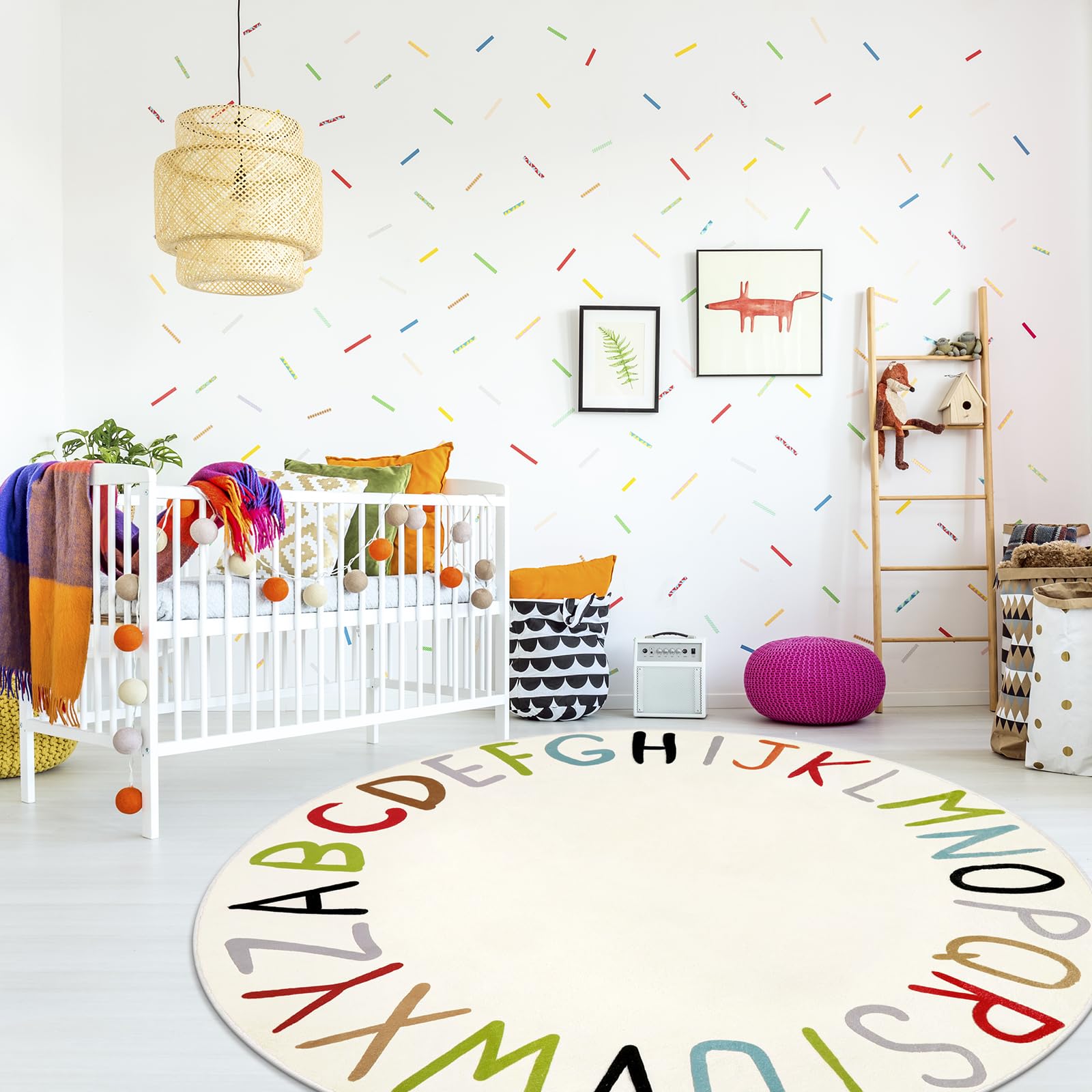 LIVEBOX ABC Round Kids Rug,Large Colorful Rug for Nursery, Rainbow Area ...