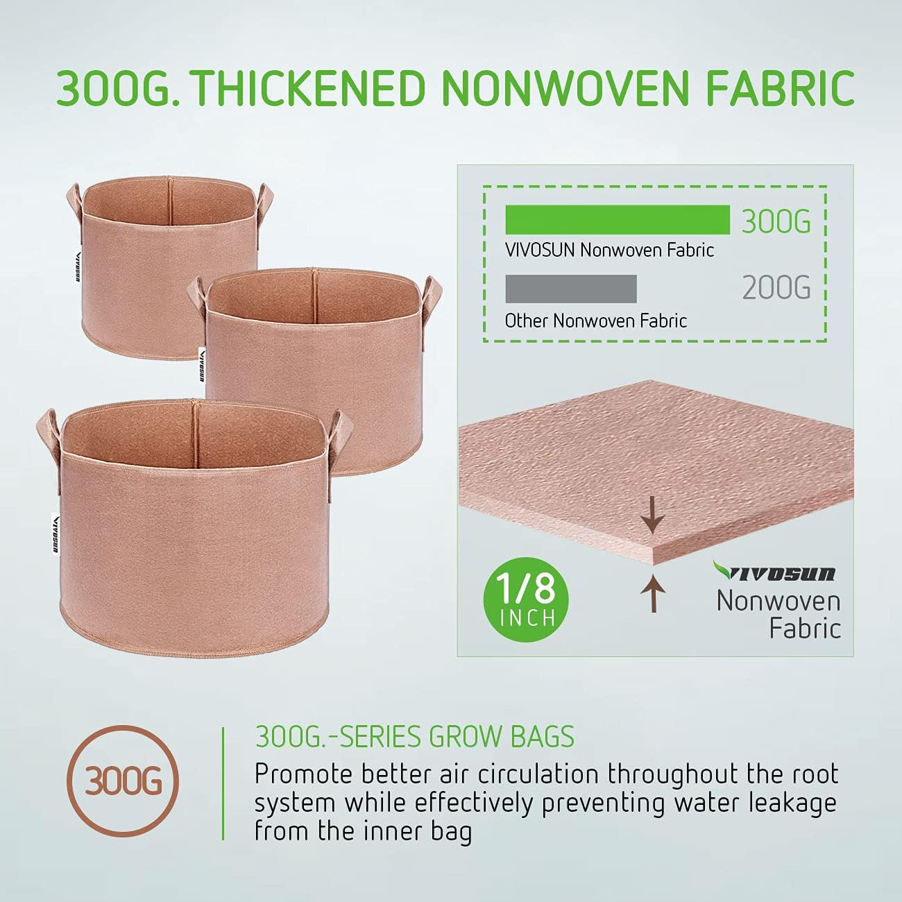 VIVOSUN 5-Pack 10 Gallons Heavy Duty Thickened Nonwoven Fabric Pots Grow Bags with Strap Handles Tan : Patio, Lawn & Garden