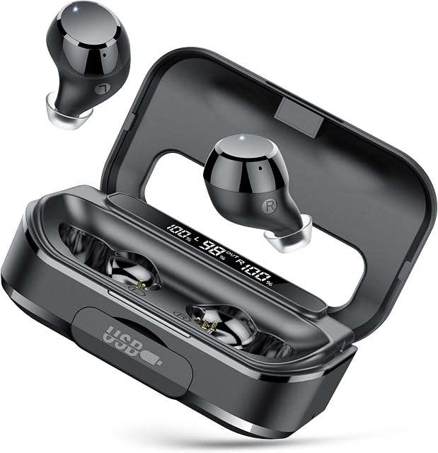 Lekaby Wireless Earbuds, Bluetooth 5.3 Headphones in Ear with Deep Bass, Wireless Headphones 100H Playtime with LED Display Bluetooth Earphones IPX7 Waterproof Earbuds for Sport/Work