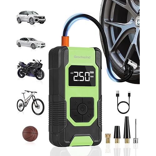 Tire Inflator Portable Air Compressor-150PSI Tire Inflator, Accurate Pressure LCD Display, 4X Fast Portable Air Compressor for Cars, Bikes & Motorcycle Tires, Balls