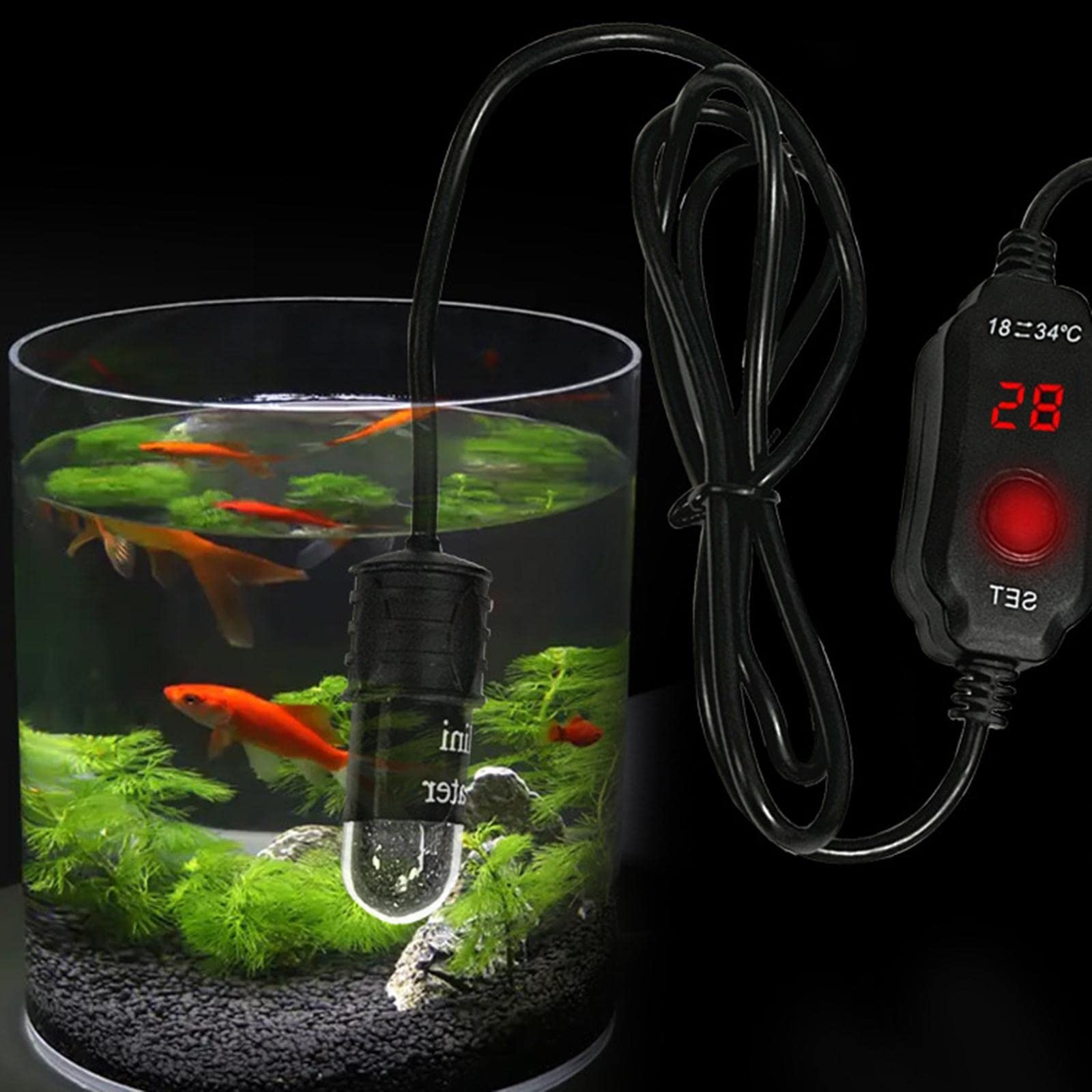 Juego de 5 calentadores de acuario pequeños de 10 W, termostato inteligente con pantalla digital ajustable, USB MINI 10 W