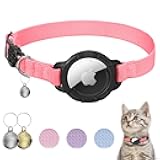 AirTag Cat Collars, Stretchy Collar with Apple AirTag Holder and Bell, Breakaway Ultra Design Elastic GPS Tracking Collars for Cats and Puppies, (7.5-12.5 Inch), Hot Pink