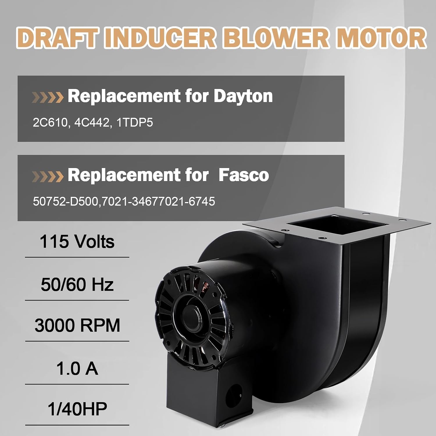 Hiorucet 50752-D500 Centrifugal Blower Motor with Ball Bearing for Dayton 2C610 1TDP5 4C442, Fasco 7021-6745, 7021-2001, 7021-3467, England 7021-1835, Draft Inducer Blower Motor Replaces 50752-D500