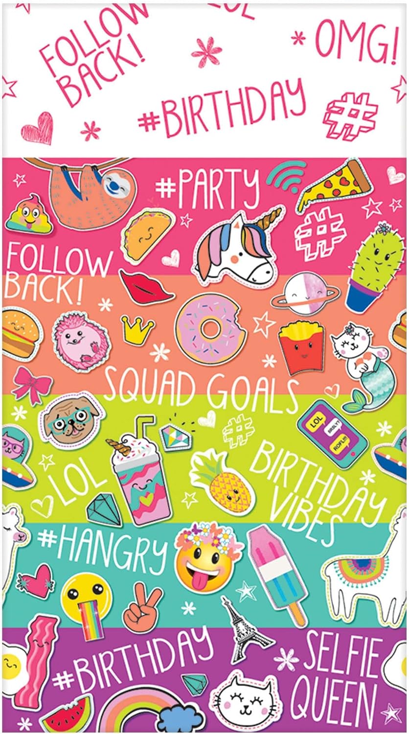 Amscan Selfie Celebration Birthday Table Cover - 54" x 96" -1 Pc