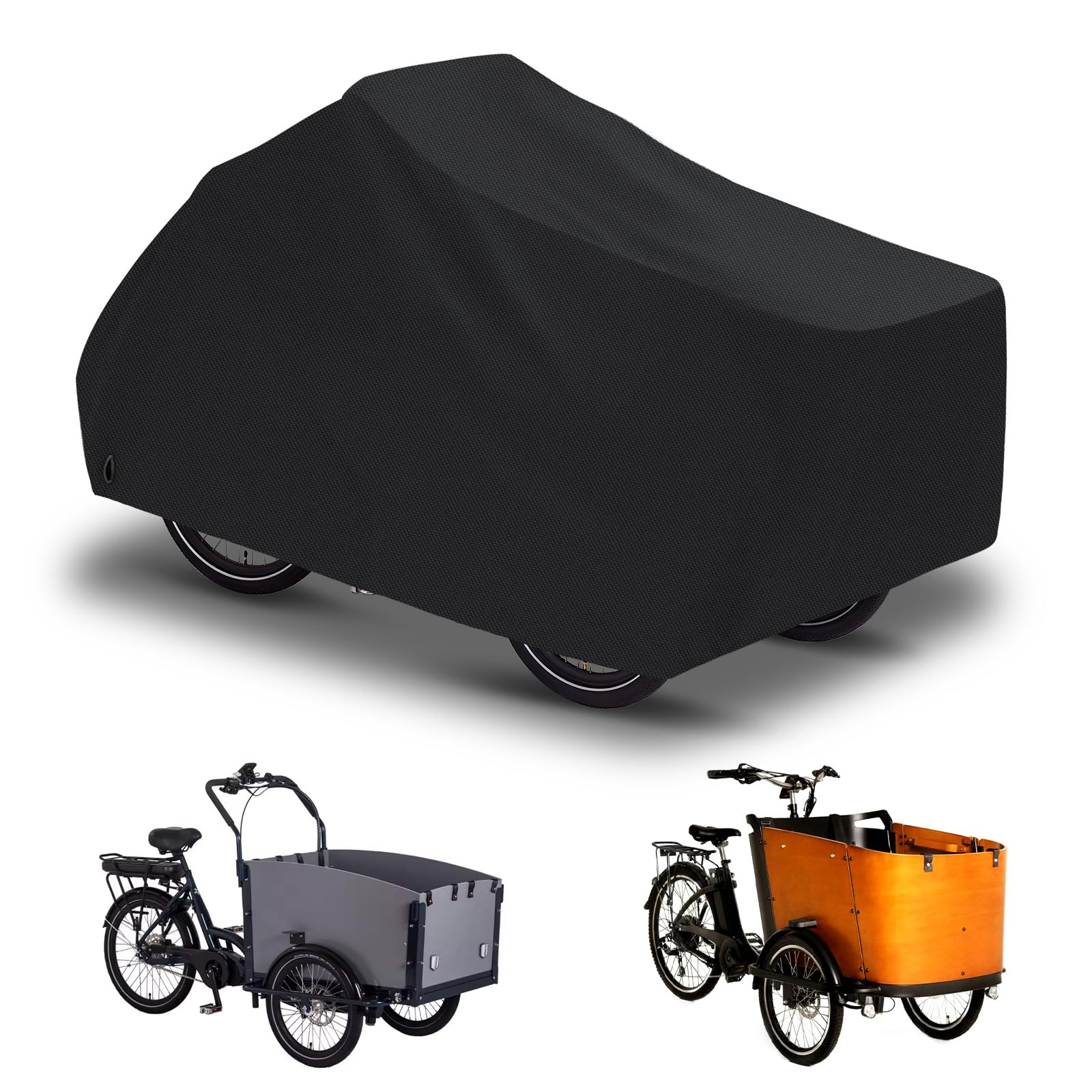 Cargo Bike Cover Waterproof 600D Oxford Fabric Welded Inner Seams Bicycle Garage for Cargo Bike Tarpaulin Tricycle Bicycle Protective Cover Two Lane