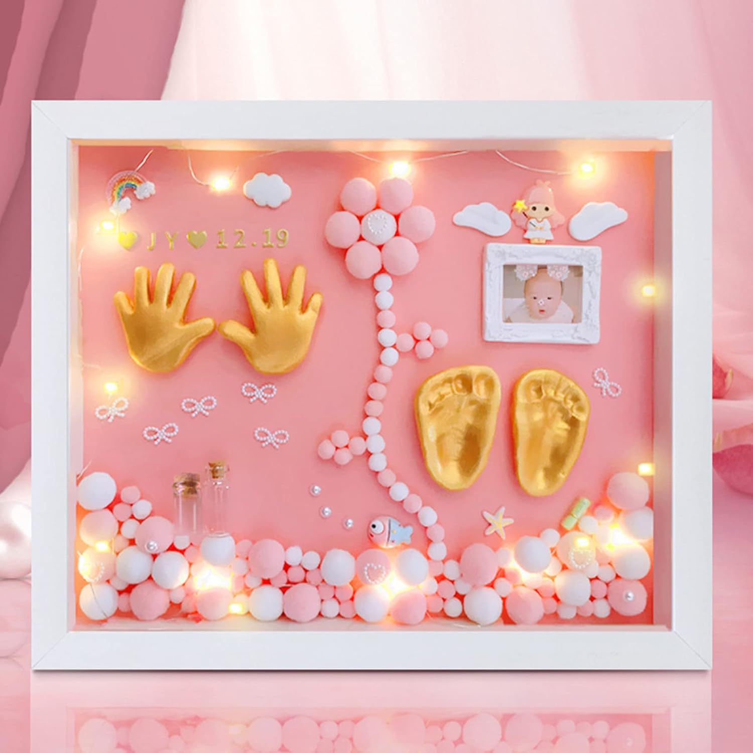 MCstars Family Handprint Photo Frame Colorful Stamping Stick Couple Photo Frame
