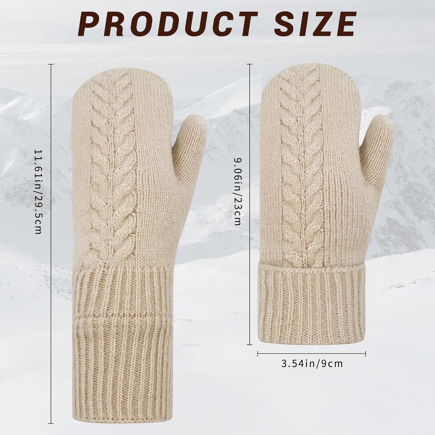 Winter Mittens Gloves for Women Warm Thermal Fleece Thick Knit Soft Cozy Wool Snow Mittens for Cold Weather Gifts - Image 5