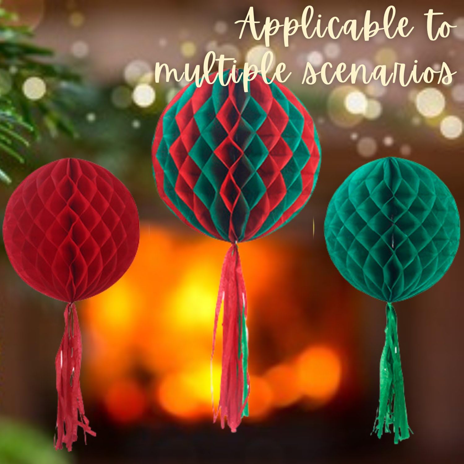 3D Wabenpapier Weihnachtskugeln - 3er Set Elfenbein Für Baumdekoration