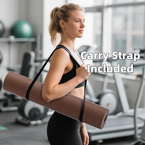 Miniatura 6 de ILILI Tapete de yoga, 72 x 25 x 0.3 pulgadas, antideslizante, tapete de ejercicio de elastómero termoplástico, inodoro y resistente al desgarro, con