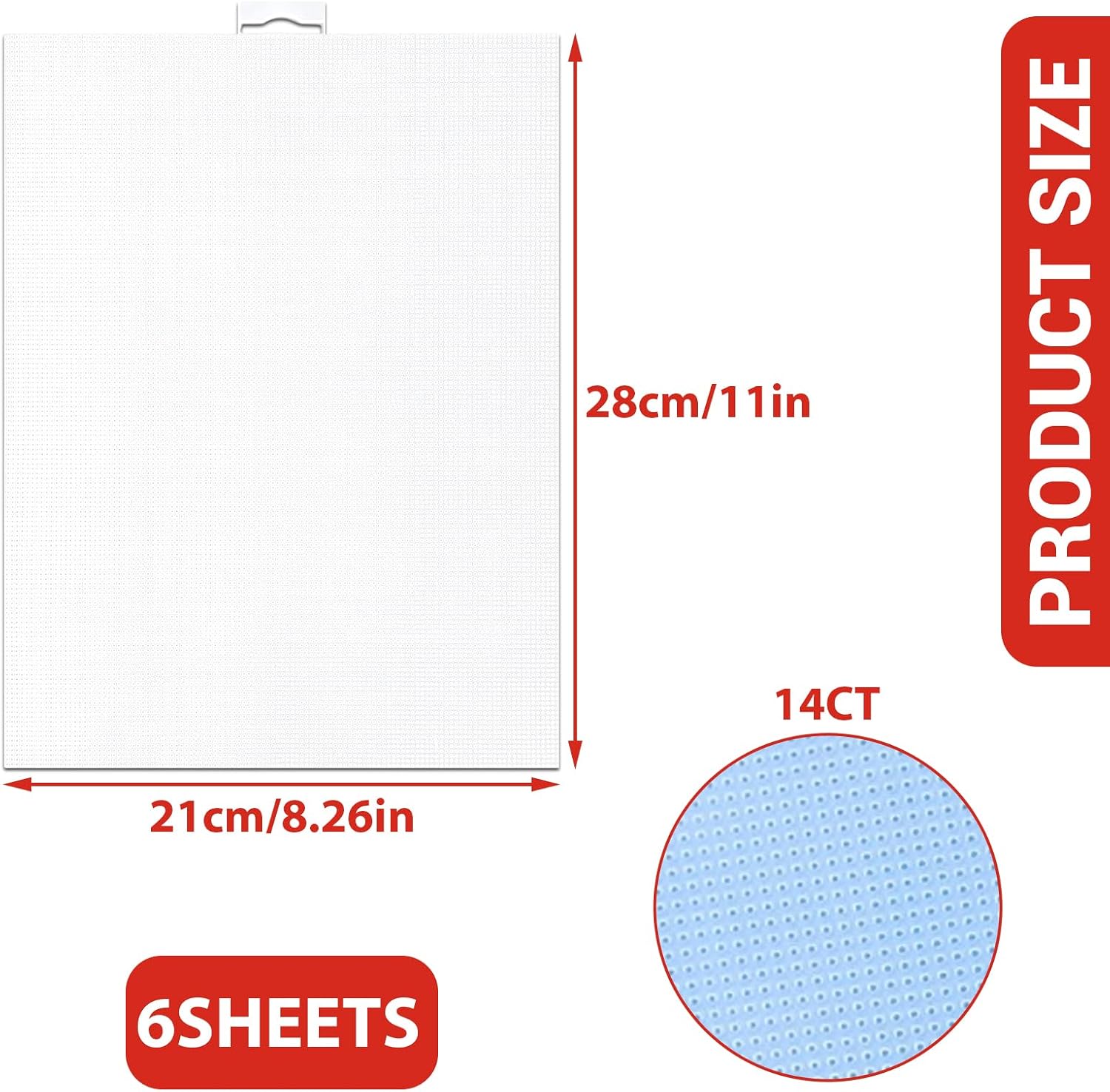 6 Pcs 14 Count Plastic Canvas 11x8.2 inch Cross Stitch Supplies White Eye Mesh for Embroidery Knit Crochet DIY Handicraft Projects Clear 14 CT