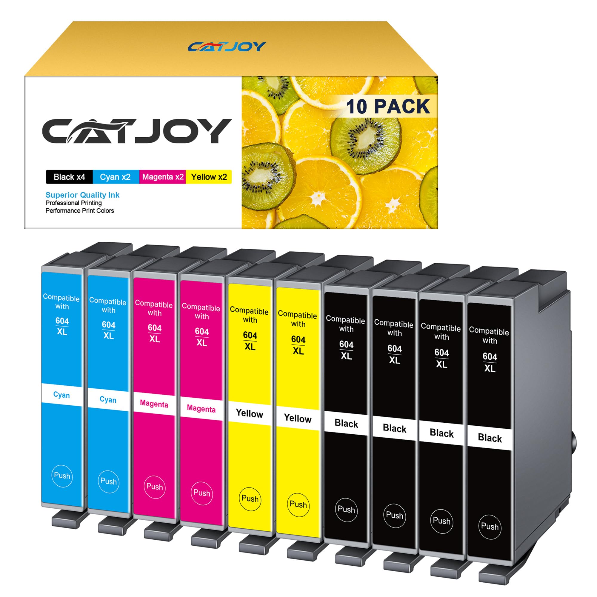 CATJOY 604XL Ink Cartridges Multipack Replacement for Epson 604 Ink Cartridge with New Chips Compatible for Epson XP2200 Ink cartridges Expression Home for XP-3200 XP-4205 XP-4200（10 Pack）