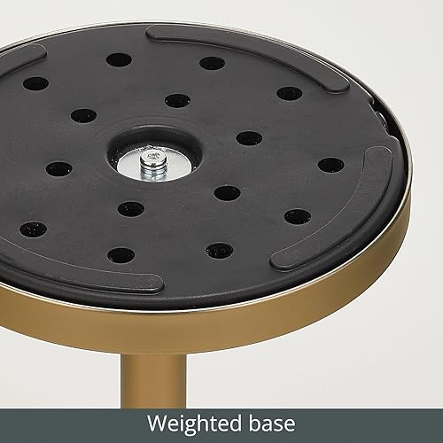 Miniatura 9 de mDesign Mesa de noche lateral o final de cristal, pequeña y moderna mesita de noche de metal con acento redondo para sala de estar, dormitorio,