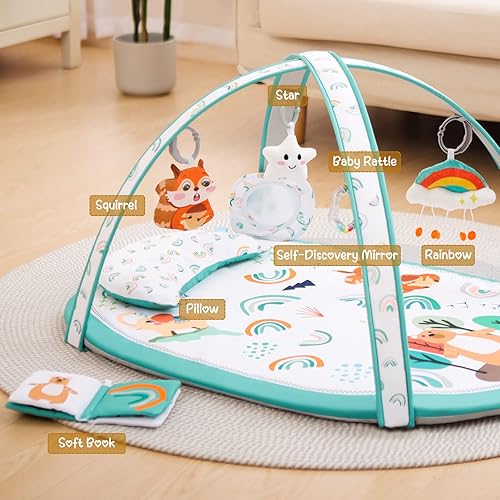 Miniatura 2 de Ibabejoy - Gimnasio de juego para bebés, gimnasio de juego basado en escenarios con 2 fundas lavables a máquina para recién nacidos a niños, tapete