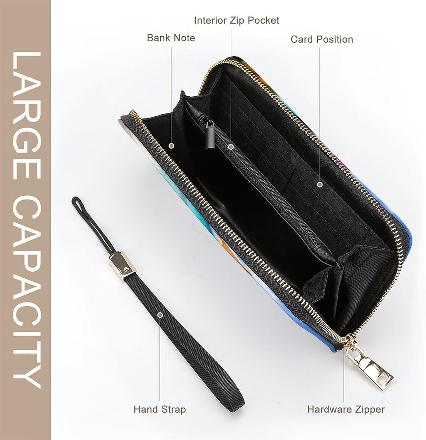 Pu Leather Wallet, Tropical Beach Drink Print Women's Card Holder Wallet Large Capacity Wallet Long Wallet for Women Handheld Clutch Wallet