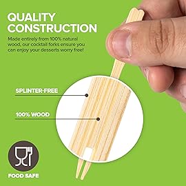 200 Bamboo Appetizer Forks, 3.5 Disposable Bamboo Fork for Charcuterie, Mini Forks for Appetizers, Cocktail Forks for Weddings, Small Appetizer Picks