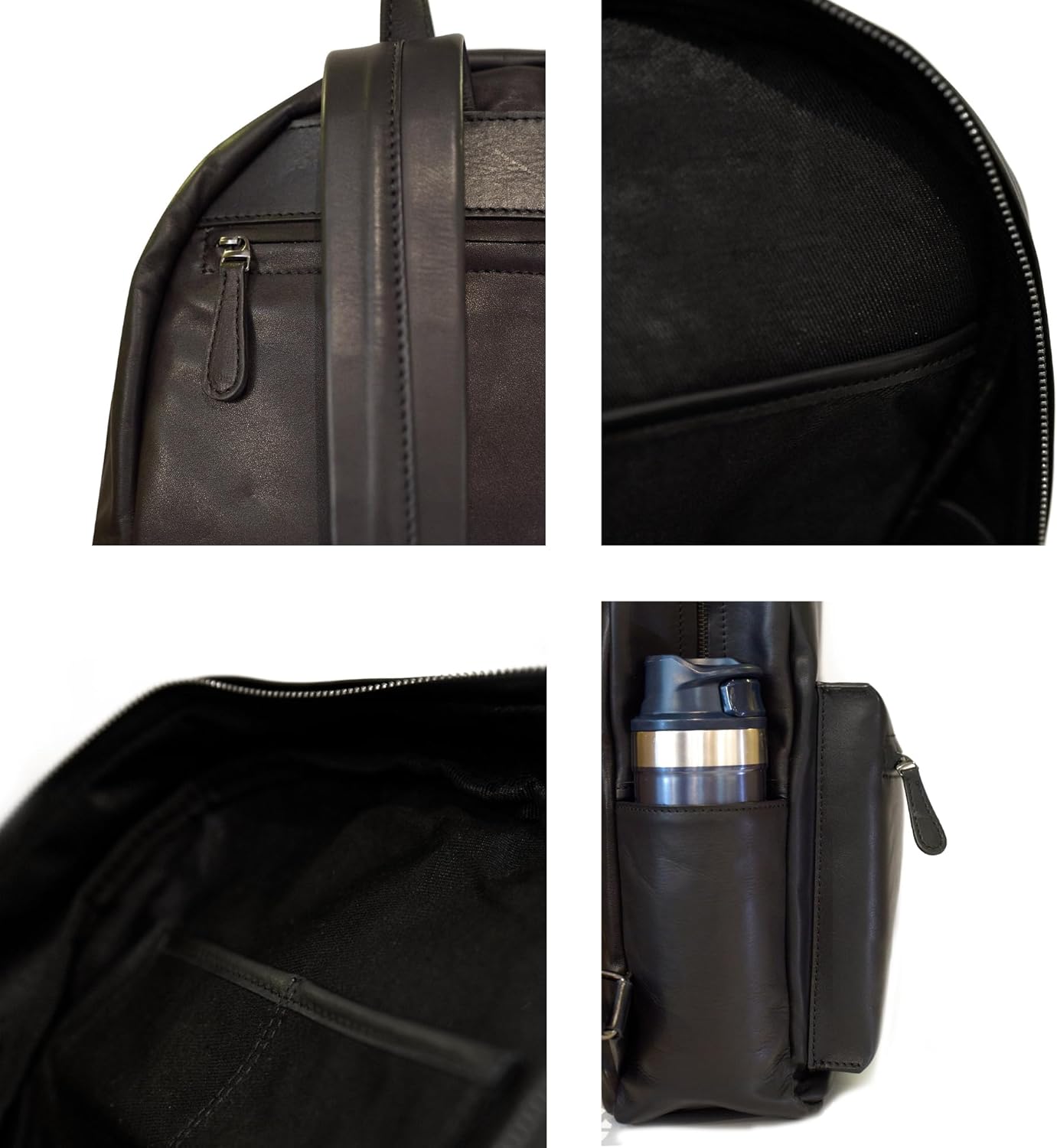 Genuine Leather Backpack for Men & Women – Full-Grain Leather Laptop Bag with Front Pocket – Minimalist Vintage Daypack for Work, Travel, or School - Image 4