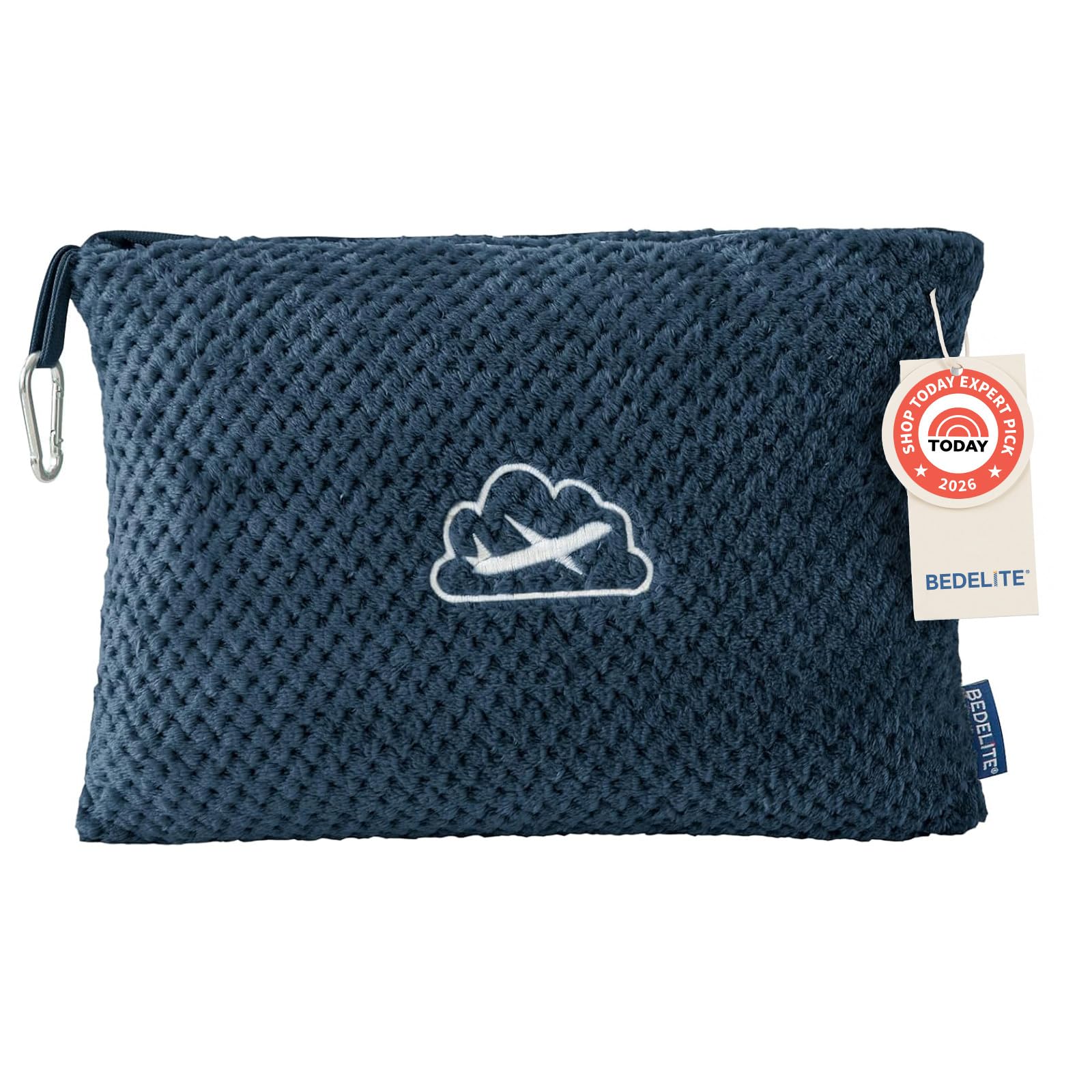 BEDELITE Travel Blanket with Bag, Jacquard Fleece Blanket 65"x40", Navy