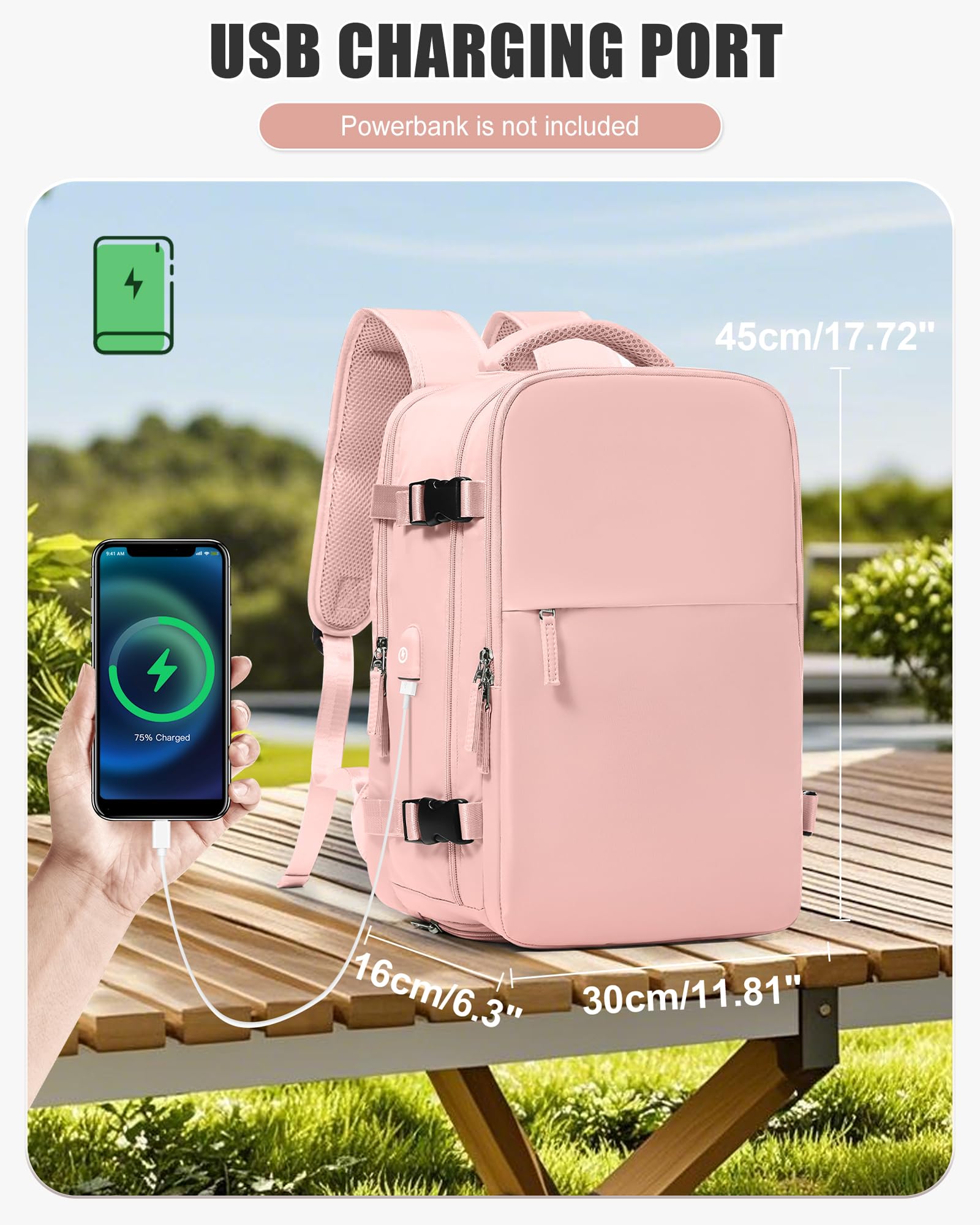 BJLFS Zaino da Viaggio con Sottovuoto Ryanair 40x30x20 Wizzair Bagaglio a mano 40x20x25 Ryanair con Pompa Borse da Cabina per Easyjet 45x36x20 con compressione sottovuoto,Zaino Casual per Laptop