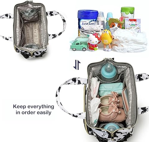 Miniatura 5 de Pequeña bolsa de pañales,Bolsa de pañales para niños pequeños,Mini Tote para ir de compras y caminar,Mochila compacta para viajes, Vaca1, Classic