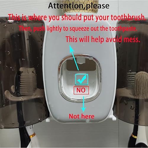 Miniatura 4 de MYLAMZAL Soportes para cepillos de dientes montados en la pared con dispensador de pasta de dientes para niños, juego de accesorios organizadores de