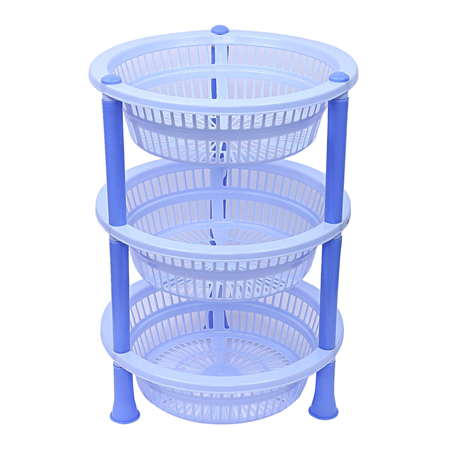 Kuber industries Plastic 3 Layer Multi-Purpose Kitchen Storage Basket Rack (Blue)-CTKTC13187
