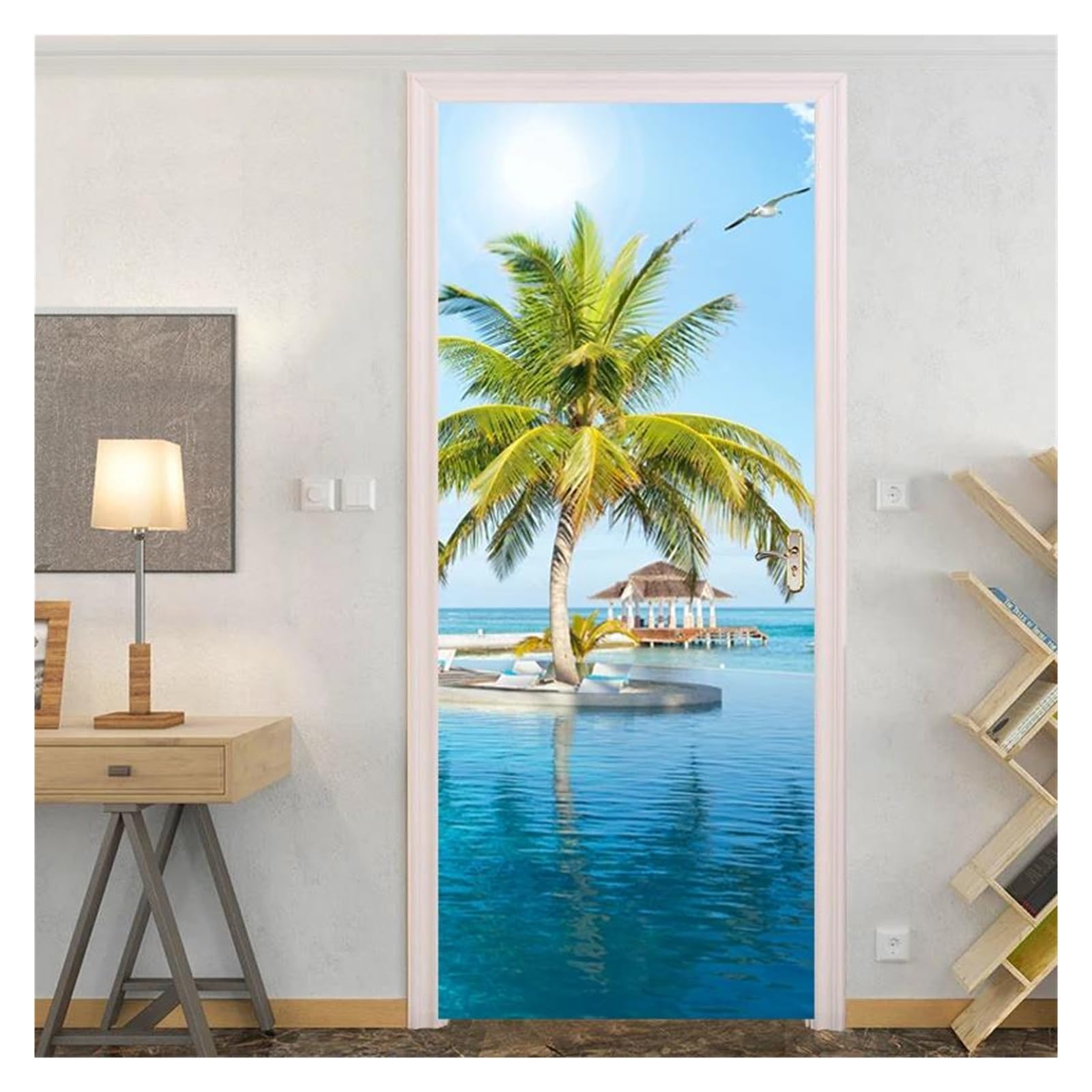 Sticker autocollant de décoration de porte 3D | Solution pour agrandir une pièce sombre 95x215cm