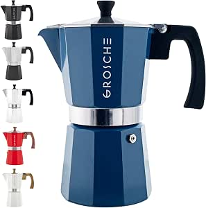 GROSCHE Milano 9-Cup Stovetop Espresso Maker, 15.2 oz, Blue