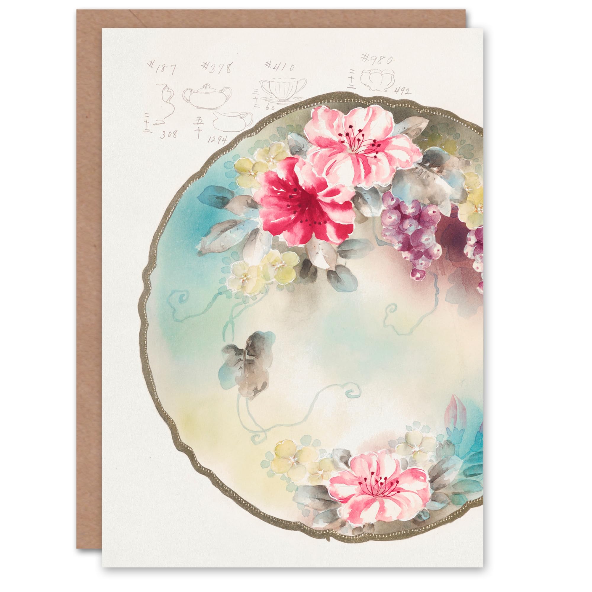 Artery8 Noritake Factory Japanese Art Card Vintage Floral Design For Plate