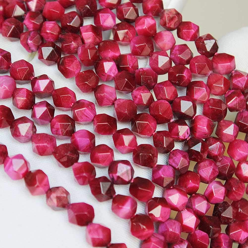 MJDCB Best Sellers Natural Stone Beads Faceted Polygon Rose Red Tiger Eye Crystal Energy Stone Healing Power for Jewelry Making(8mm) image 3