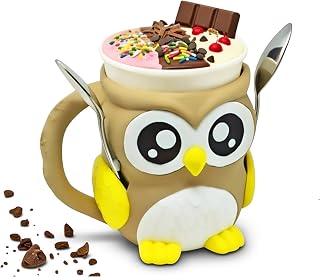 Cute Animal Ice Cream Pint Holder or Ramen Noodle Bowl - 3D Printed Snack Mug for Desserts, Soup and Instant Meals, Kawaii Kitchen Gift for Desk Decor and Cozy Nights (OddBall Owl)