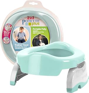 Kalencom Potette Plus 2-in-1 Travel Potty and Trainer Seat - Dual-Purpose Potty Training Toilet Seat - Portable Potty for Toddler Travel - with Durable, Lock-in Legs and Splash Guard - Pastel Mint