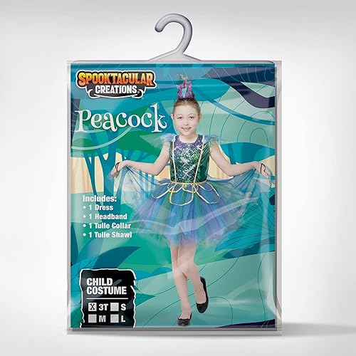 Miniatura 7 de Spooktacular Creations Disfraz de pavo real azul verdoso para niñas