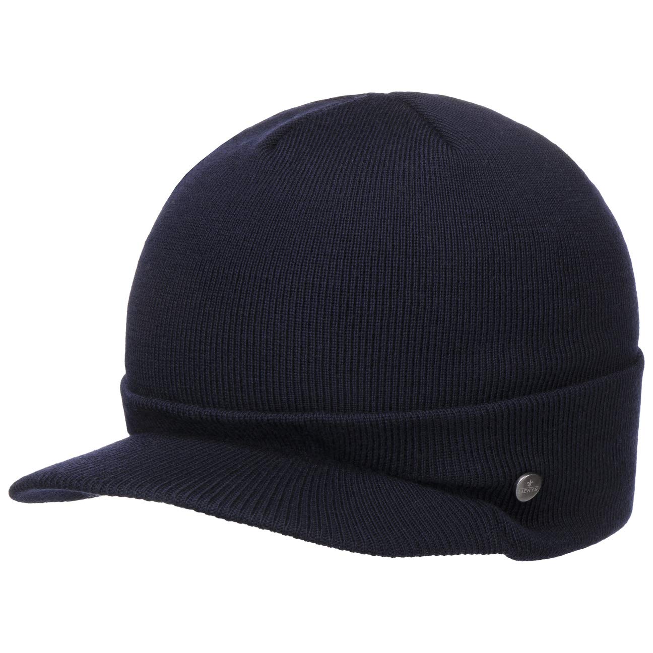Lierys Fine Merino Knitted Hat Ladies’/Men’s (Visor 4.8 cm) - Winter hat Made of Merino Wool - Knitted hat in one Size (54-59 cm) - Cap with Visor Autumn/Winter Blue One Size
