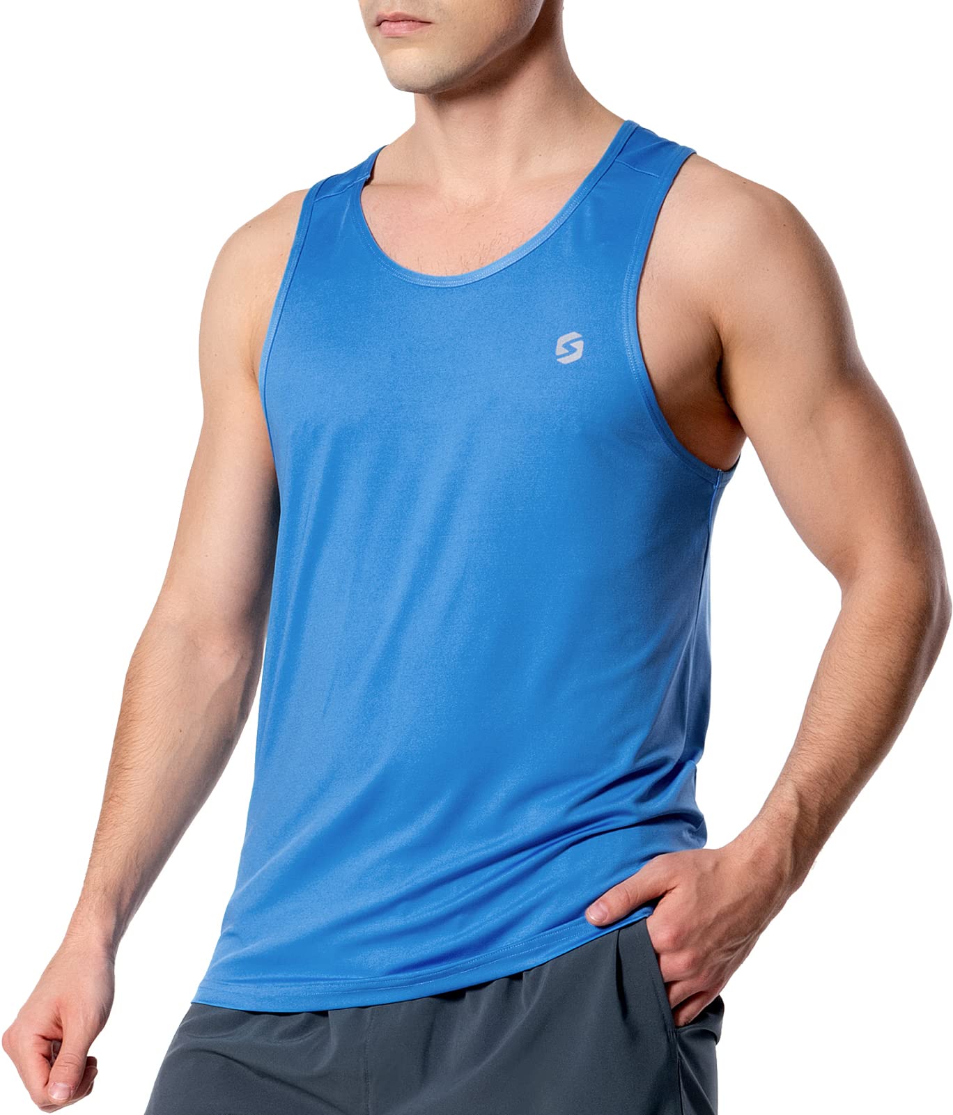 S Spowind Men's Quick Dry Running Tank Top - Athletic Workout Fitness Sleeveless Shirts