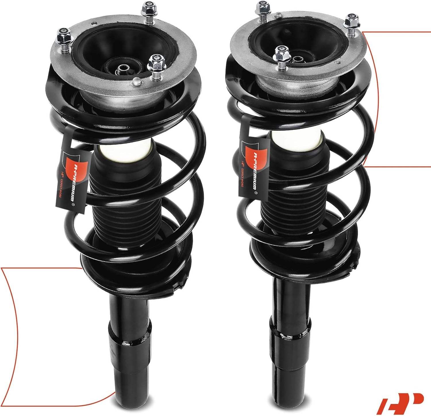 A-Premium Front Complete Strut & Coil Spring Assembly Compatible with BMW E60 [Sedan] 525i 2004-2007, 528i 2008-2010, 530i 2004-2007, 535i 2008-2010, w/o Sport Suspension, 2-PC Set