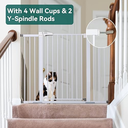 Miniatura 90 de Babelio Puerta de bebé para puertas y escaleras, puerta de 26 a 40 pulgadas con cierre automático para perros y cachorros, fácil de instalar