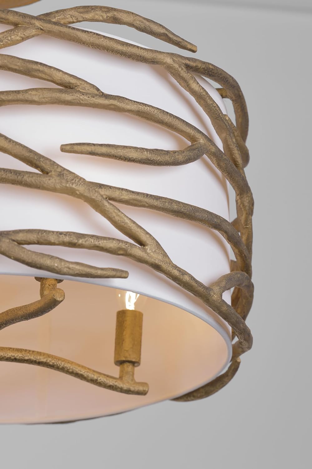 Minka Lavery 3715-788 Branch Reality Fabric Shade Semi Flush Ceiling Light, 4-Light 240 Total Watts, 12" H x 20" W, Textured Ashen Gold