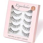 KSYOO Natural Strip Lashes with Clear Band Wispy,8-15mm Cat Eye D Curl Strip Lashes That Look Like Extensions,3D Fluffy Faux Mink False Eyelashes Natural Look