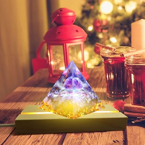 Miniatura 6 de JOJOCY Paquete de 4 bases de luces LED de 4.33 x 1.57 pulgadas, pedestal rectangular de madera, base de exhibición de luces LED de madera para