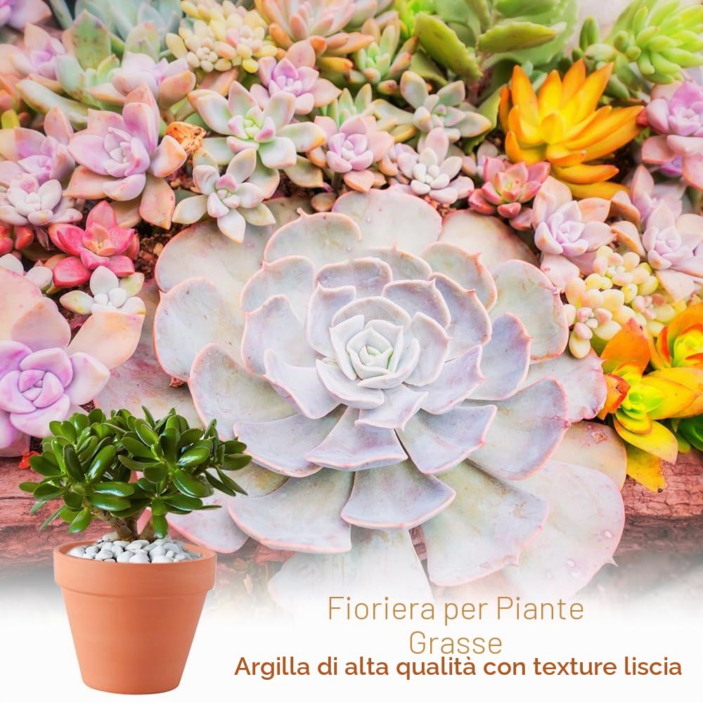 12 vasi terracotta da 7 x 6 cm, piccoli con foro di scarico, ideali per fai-da-te, riutilizzabili, per piante in appartamenti e uffici