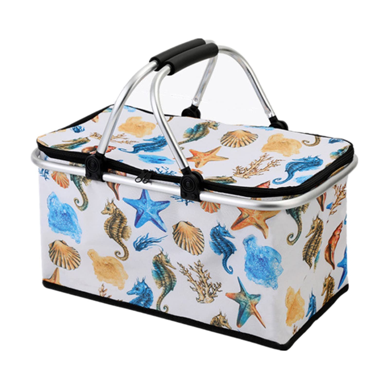 Wicker Picnic Basket Large Insulated Shopping Picnic Basket With Lid Folding for Picnic Camping Outdoor