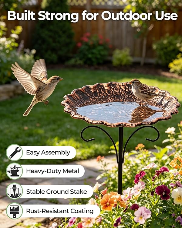 CBAXEAXM Metal Bird Bath 10" Birdfeeder for Outdoors Garden Yard by CBAXEAXM - Used condition - Image 2