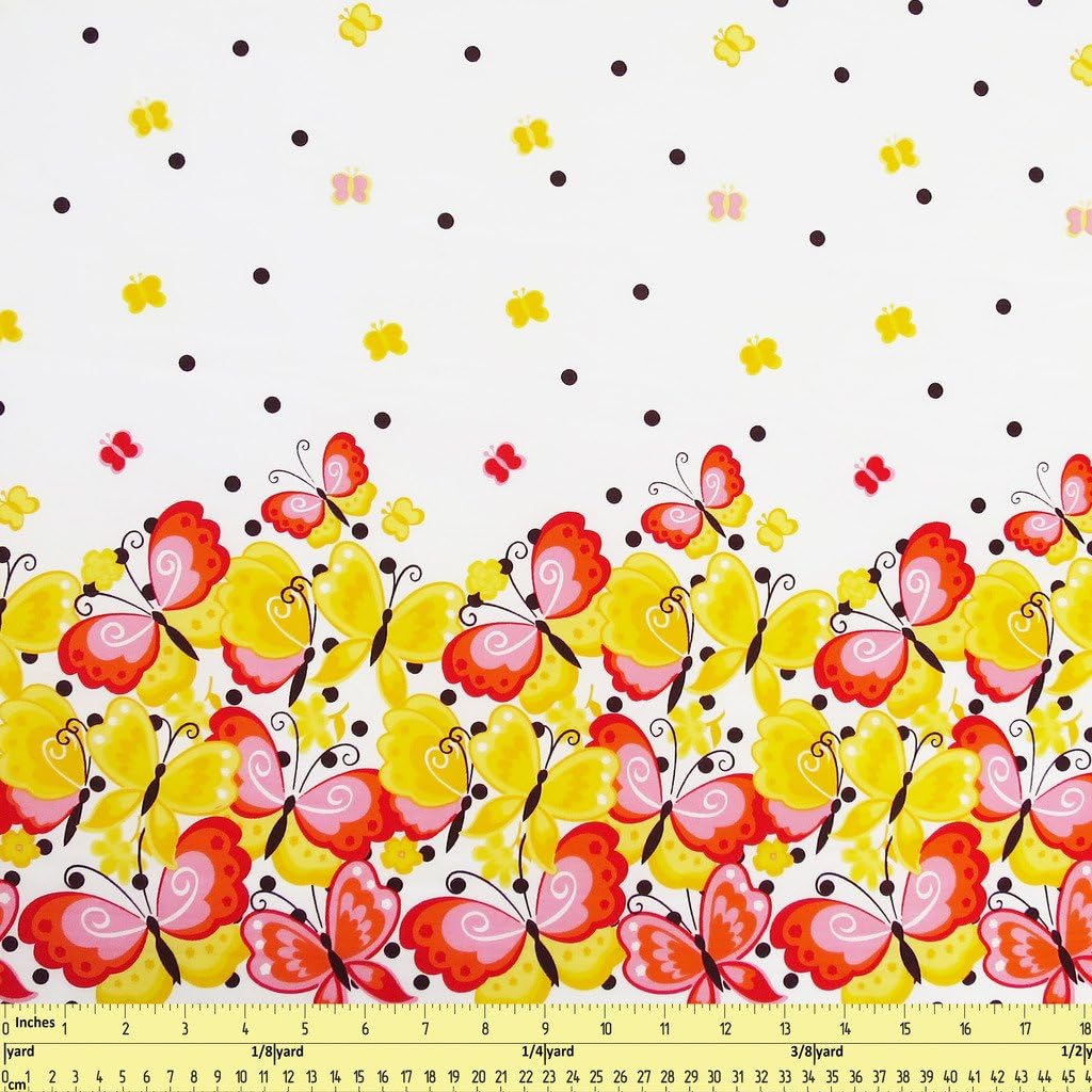Butterfly Print Orange Sewing Cloth Fabric