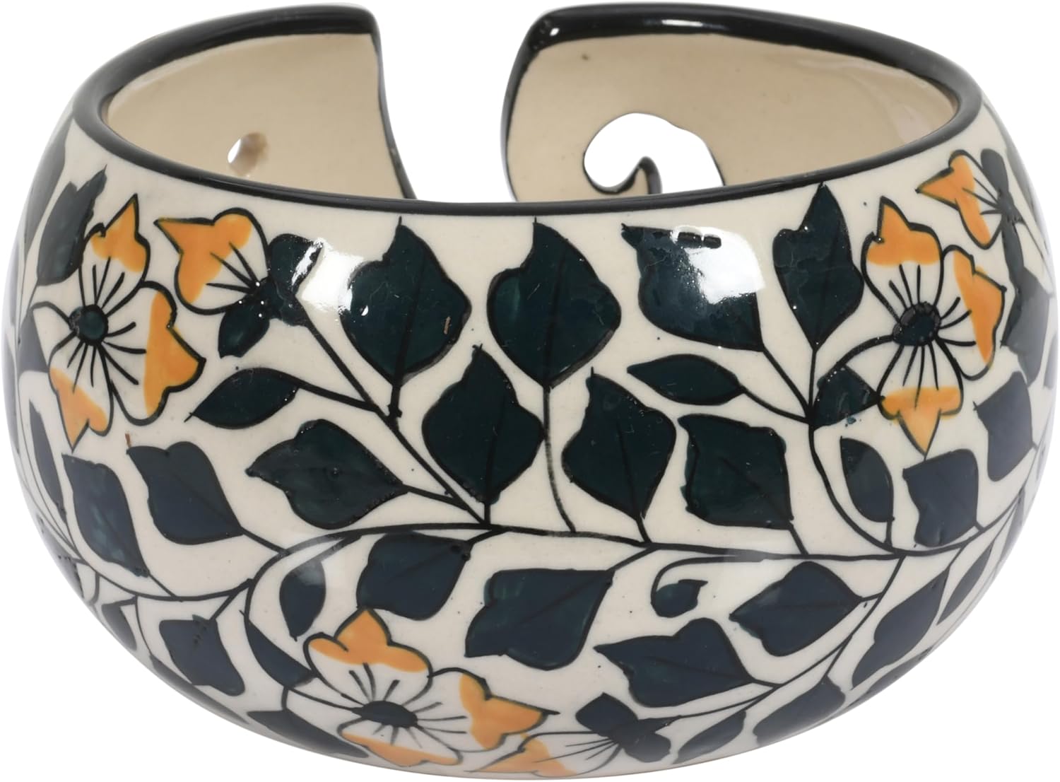 WG inc Ceramic Yarn Bowl for Crochetting, Stoneware Handmade Floral Yarn Ball Holder for Tangle Free Knitting - Yarn Storage Bowl - Perfect for Crochet Accessories & Supplies