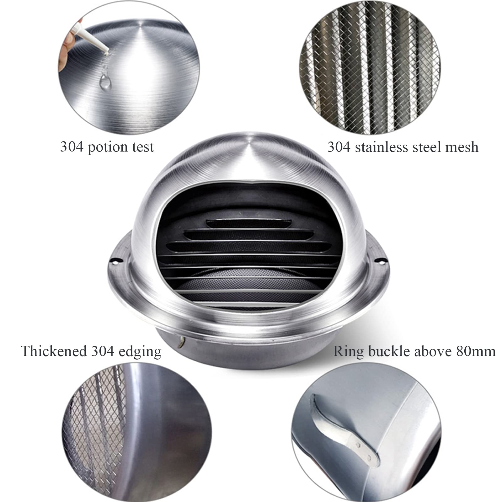 Griglia Ventilazione Rotonda,Condotto di Ventilazione a Parete Rotonda,Toro Tondo Esterno Acciaio Inox,Adatto per Tubi di Scarico dell'essiccatore,Tubi Flessibili,300mm/11.81in